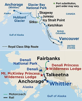 10-Day Denali Explorer - Tour BB3 Itinerary Map
