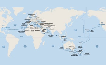 101-Day World Cruise - Los Angeles to Ft. Lauderdale Itinerary Map